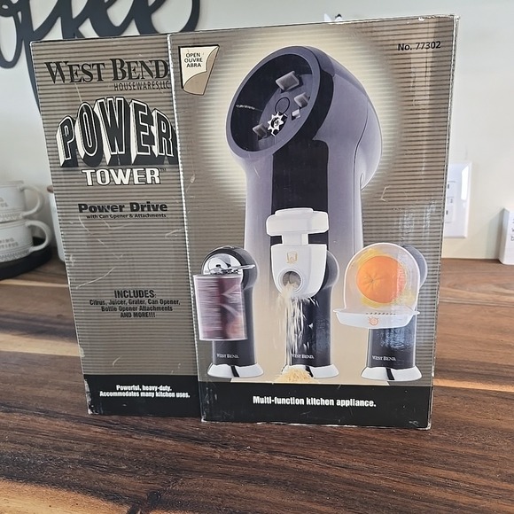 West Bend Power Tower Power Drive Can Opener Juicer Grater Attachments - Picture 1 of 7